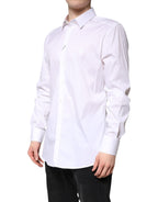 Dolce & Gabbana White Cotton Collared GOLD FormalDress Shirt Dolce & Gabbana