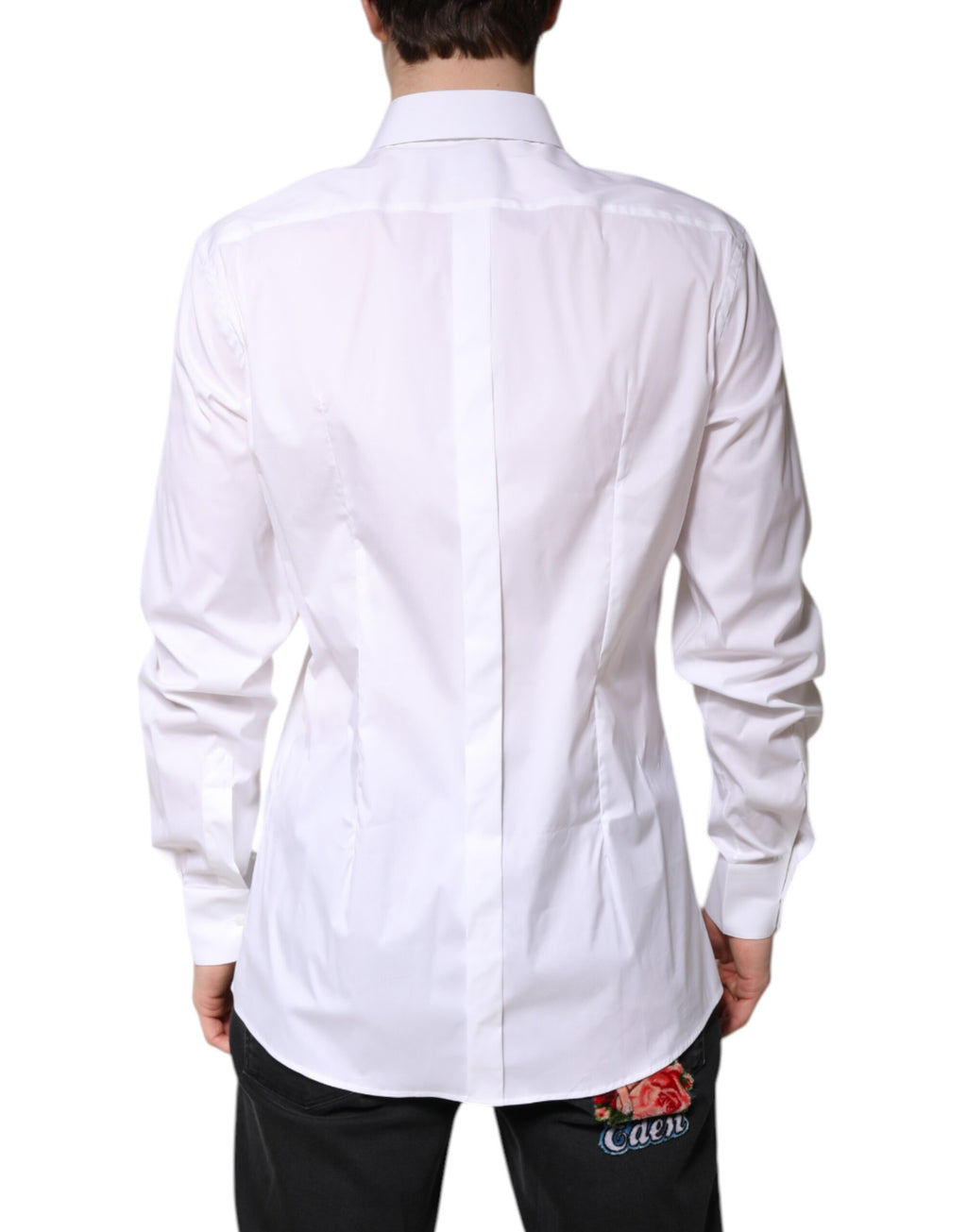 Dolce & Gabbana White Cotton Collared GOLD FormalDress Shirt Dolce & Gabbana