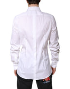 Dolce & Gabbana White Cotton Collared GOLD FormalDress Shirt Dolce & Gabbana