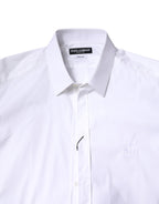 Dolce & Gabbana White Cotton Collared GOLD FormalDress Shirt Dolce & Gabbana