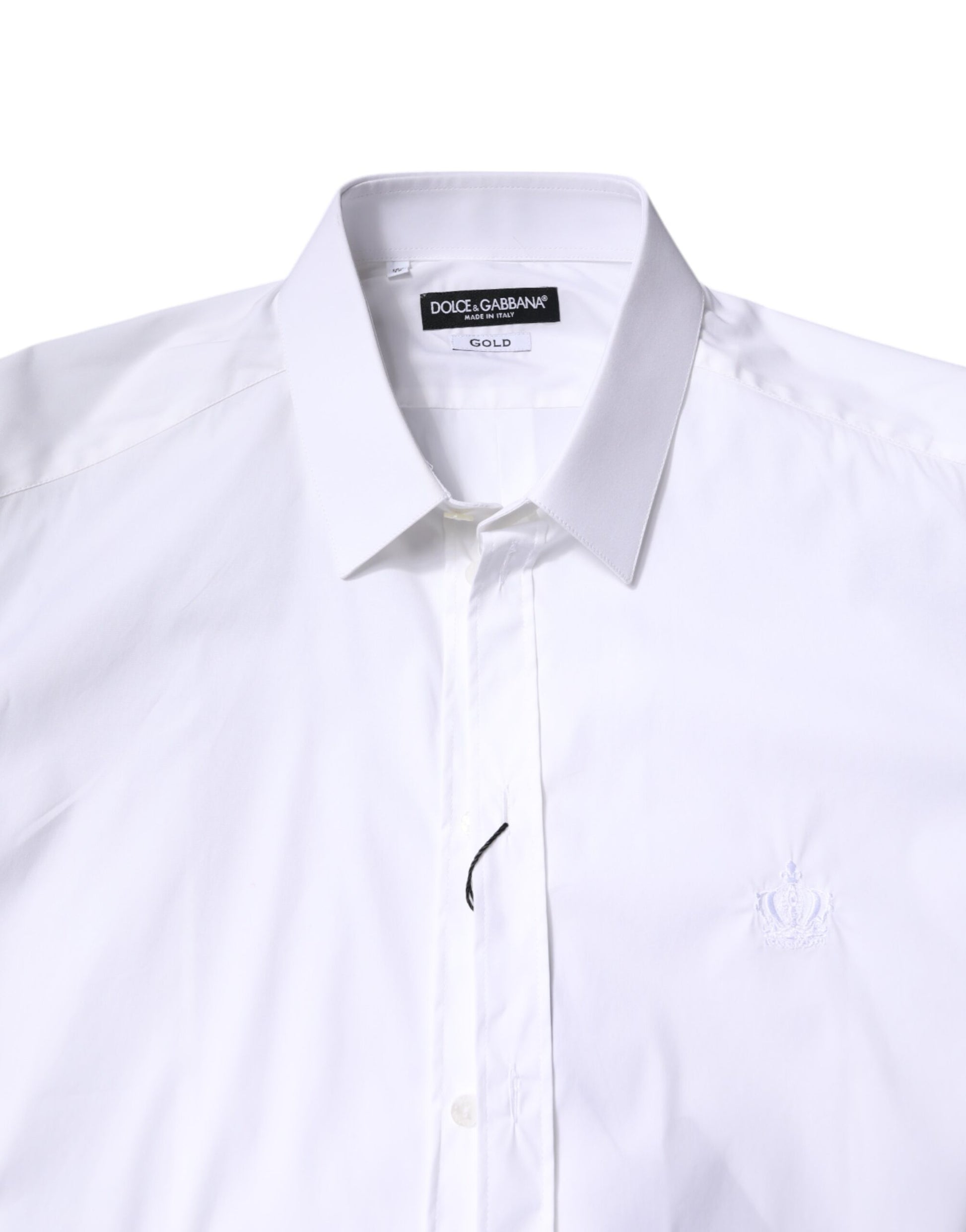 Dolce & Gabbana White Cotton Collared GOLD FormalDress Shirt Dolce & Gabbana