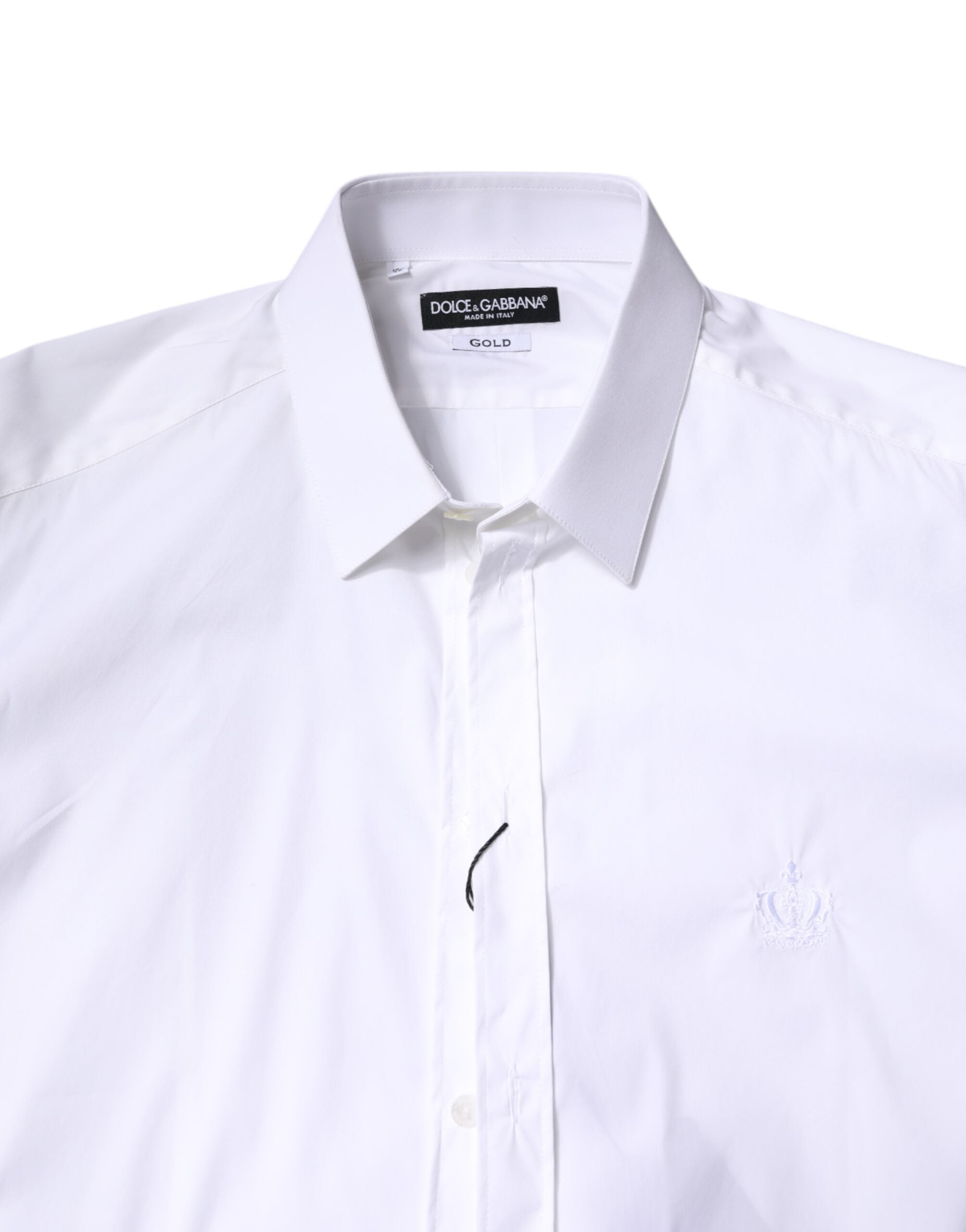 Dolce & Gabbana White Cotton Collared GOLD FormalDress Shirt Dolce & Gabbana