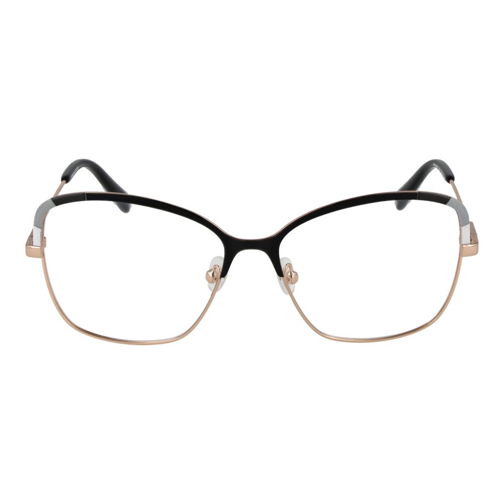 Emilio Pucci black metal glasses frames with sleek design and clear glass lenses, stylish and lightweight for everyday wear.