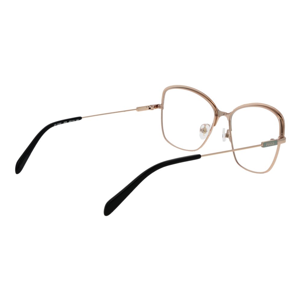 Emilio Pucci black metal glasses frames with sleek design and clear glass lenses, stylish and modern eyewear accessory.