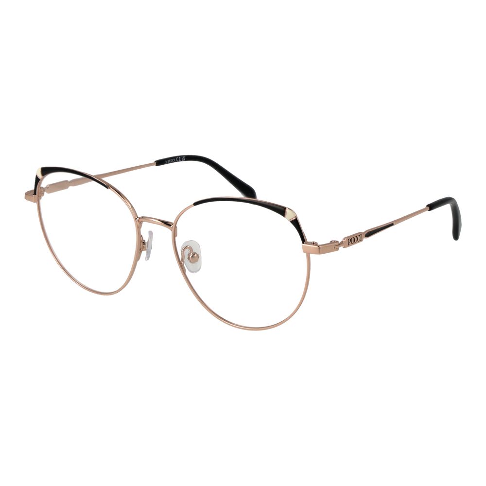Emilio Pucci rose gold metal glasses frames with sleek design and clear glass lenses, stylish eyewear for modern fashion.