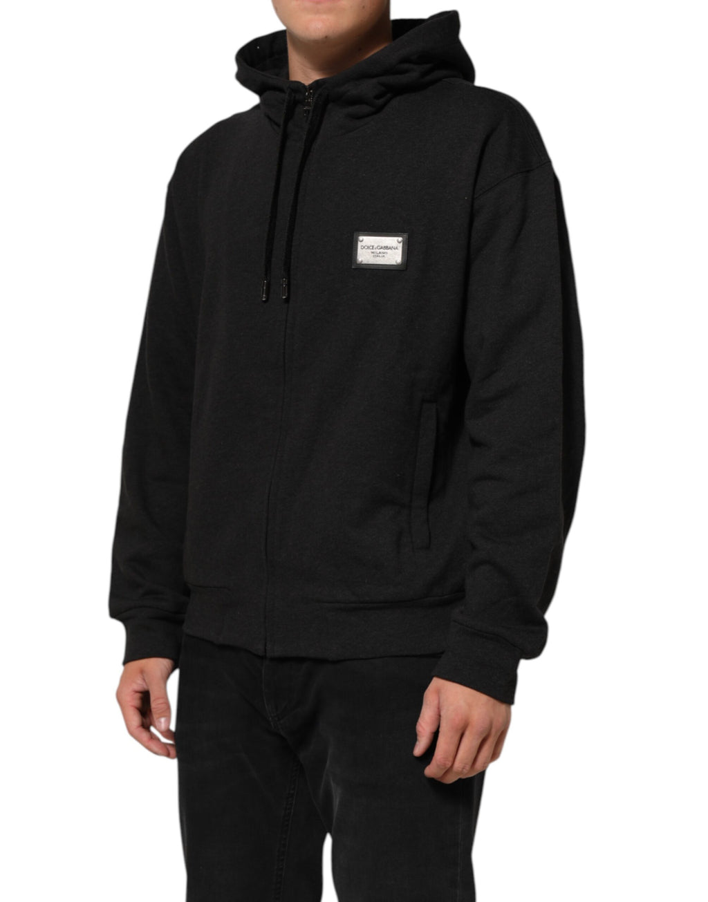 Dolce & Gabbana Black Logo FullZip Hooded Sweatshirt Sweater - Eljoys Fashion 