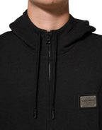 Dolce & Gabbana Black Logo FullZip Hooded Sweatshirt Sweater - Eljoys Fashion 
