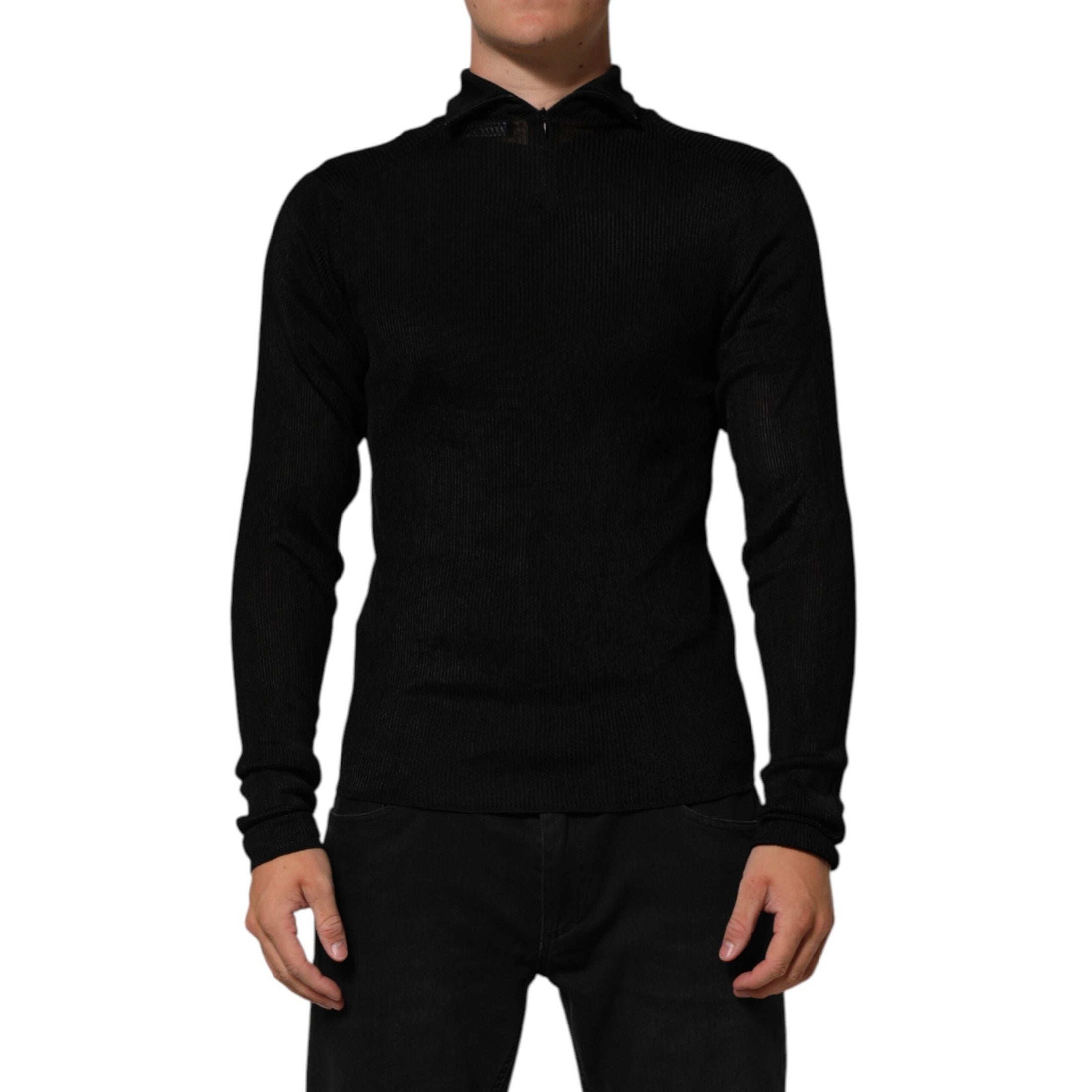 Dolce & Gabbana Black Viscose Turtle Neck Pullover Sweater Dolce & Gabbana