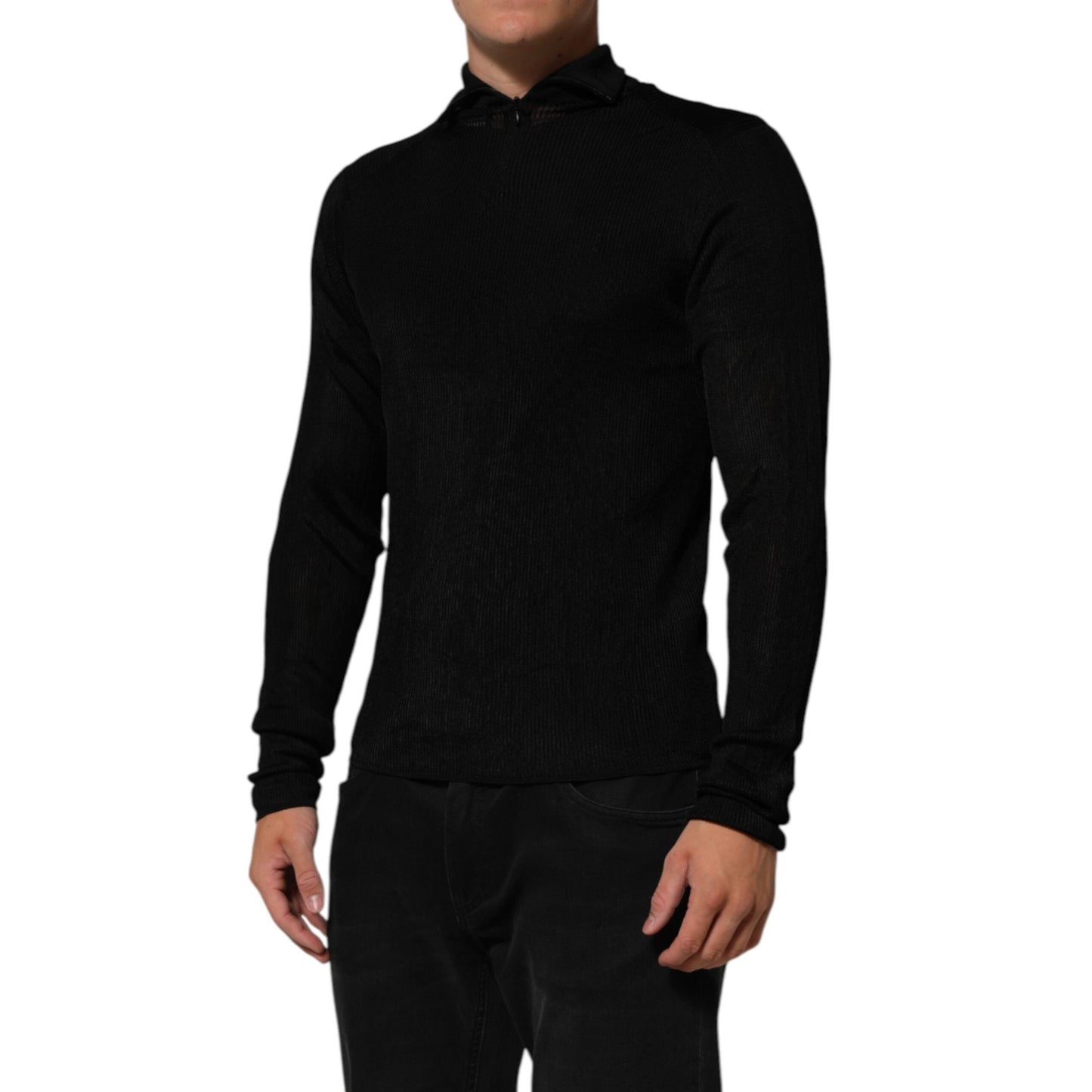 Dolce & Gabbana Black Viscose Turtle Neck Pullover Sweater Dolce & Gabbana