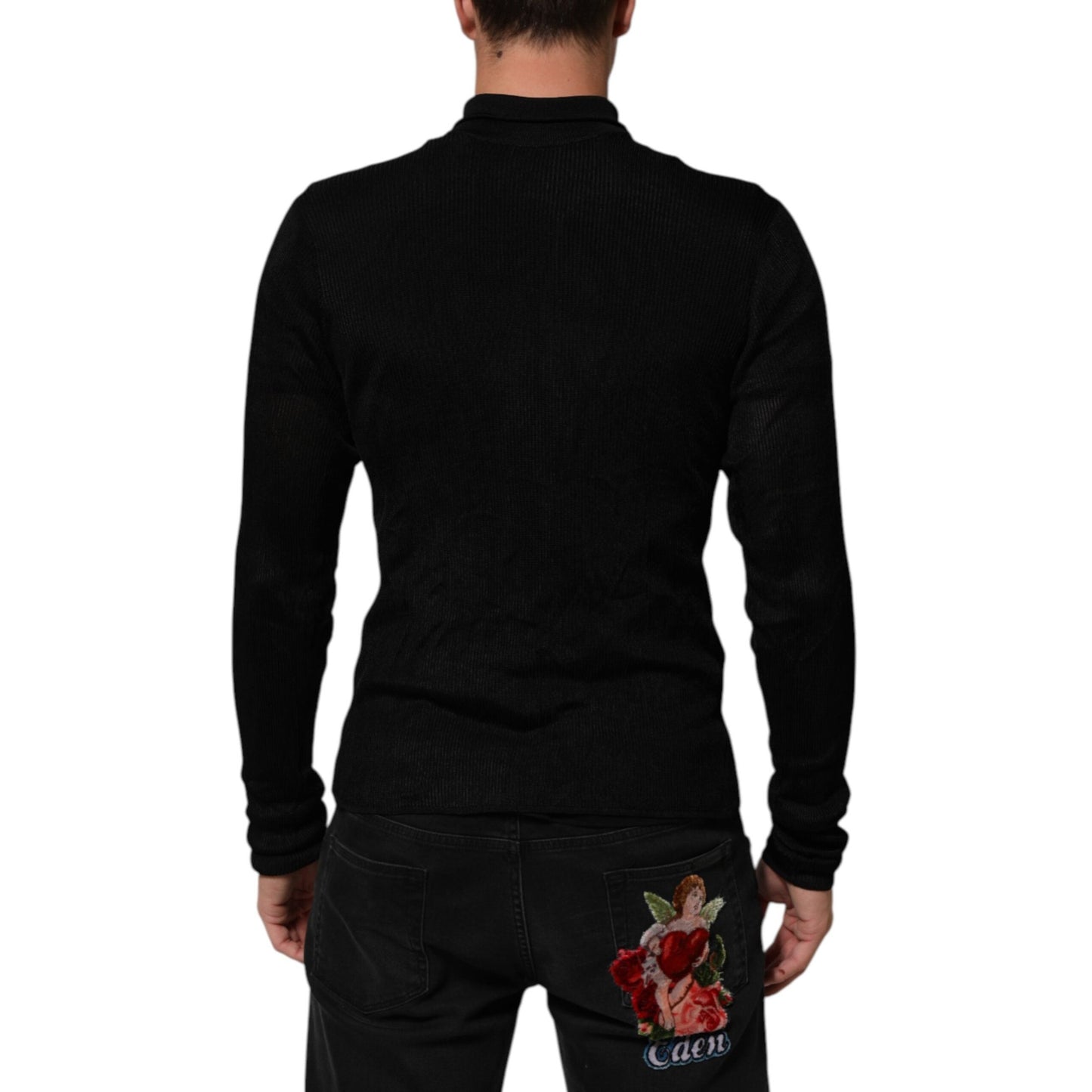 Dolce & Gabbana Black Viscose Turtle Neck Pullover Sweater Dolce & Gabbana