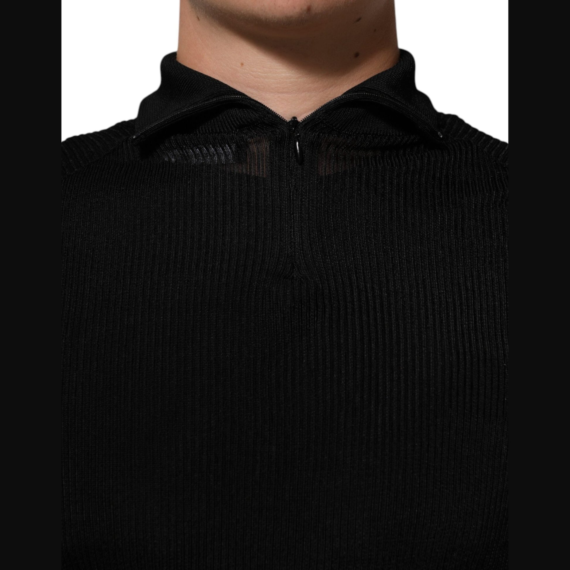 Dolce & Gabbana Black Viscose Turtle Neck Pullover Sweater Dolce & Gabbana