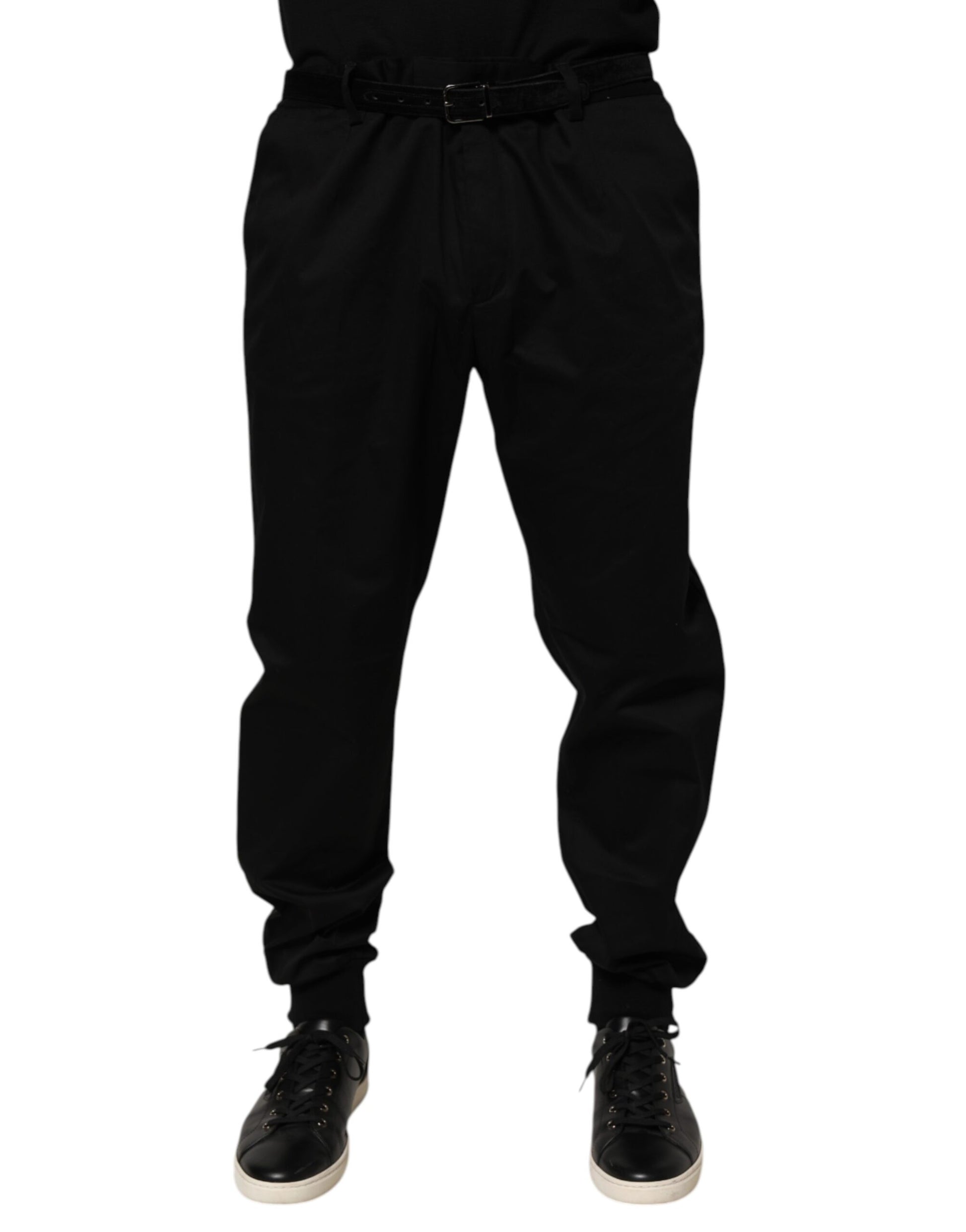 Dolce & Gabbana Black Cotton Stretch Casual Trouser Pants Dolce & Gabbana