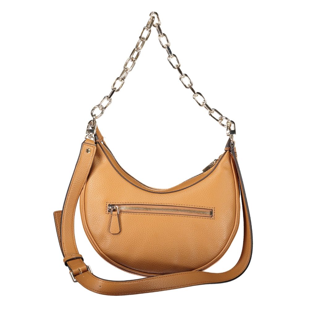 Brown Guess Jeans women's handbag made of polyurethane, stylish and versatile accessory with a sleek design.