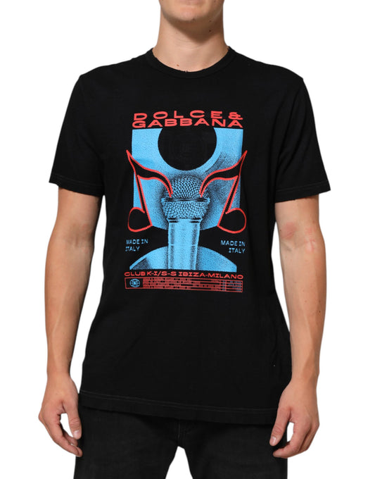 Dolce & Gabbana Black Musical Print Cotton Crew Neck T-shirt Dolce & Gabbana