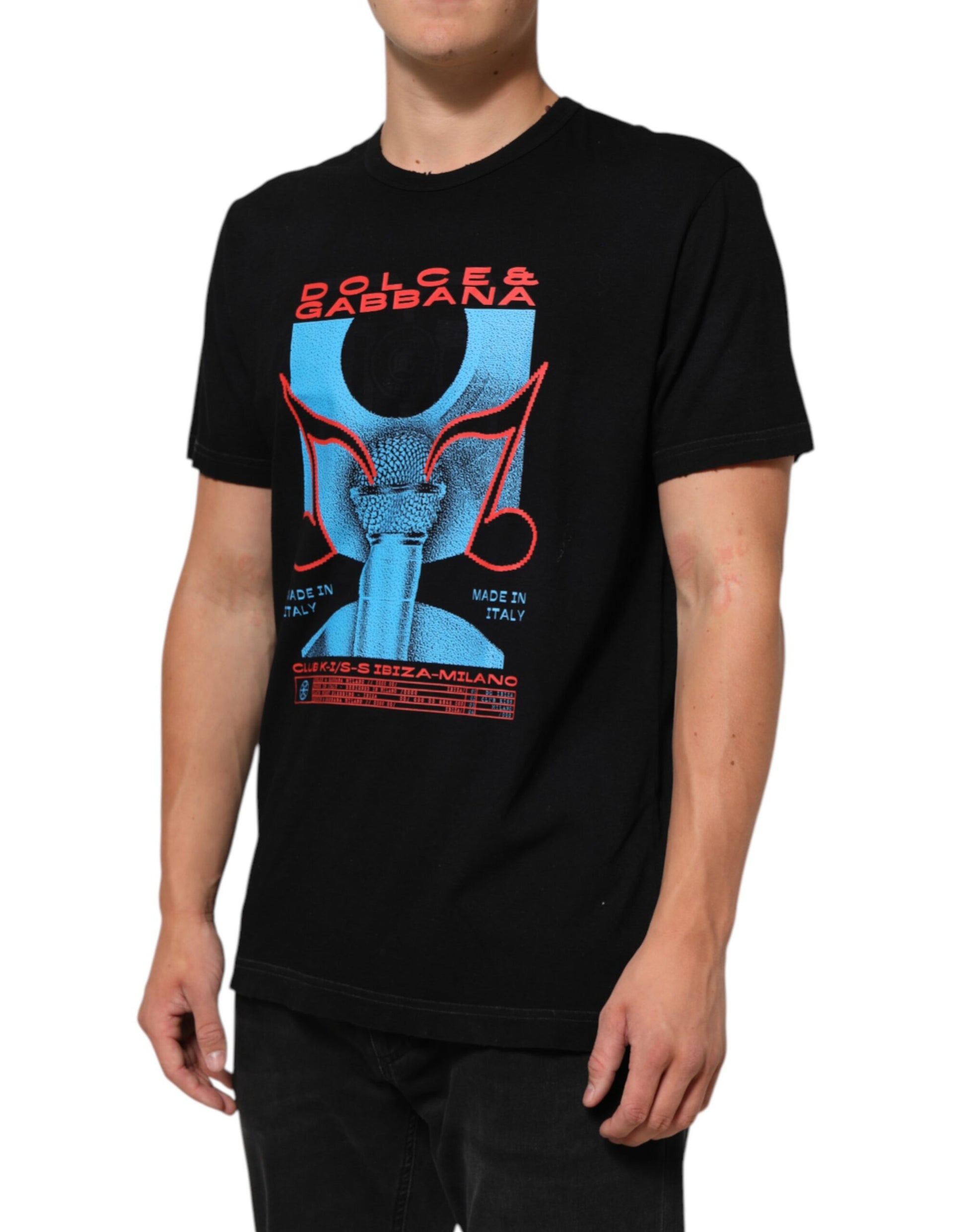 Dolce & Gabbana Black Musical Print Cotton Crew Neck T-shirt Dolce & Gabbana