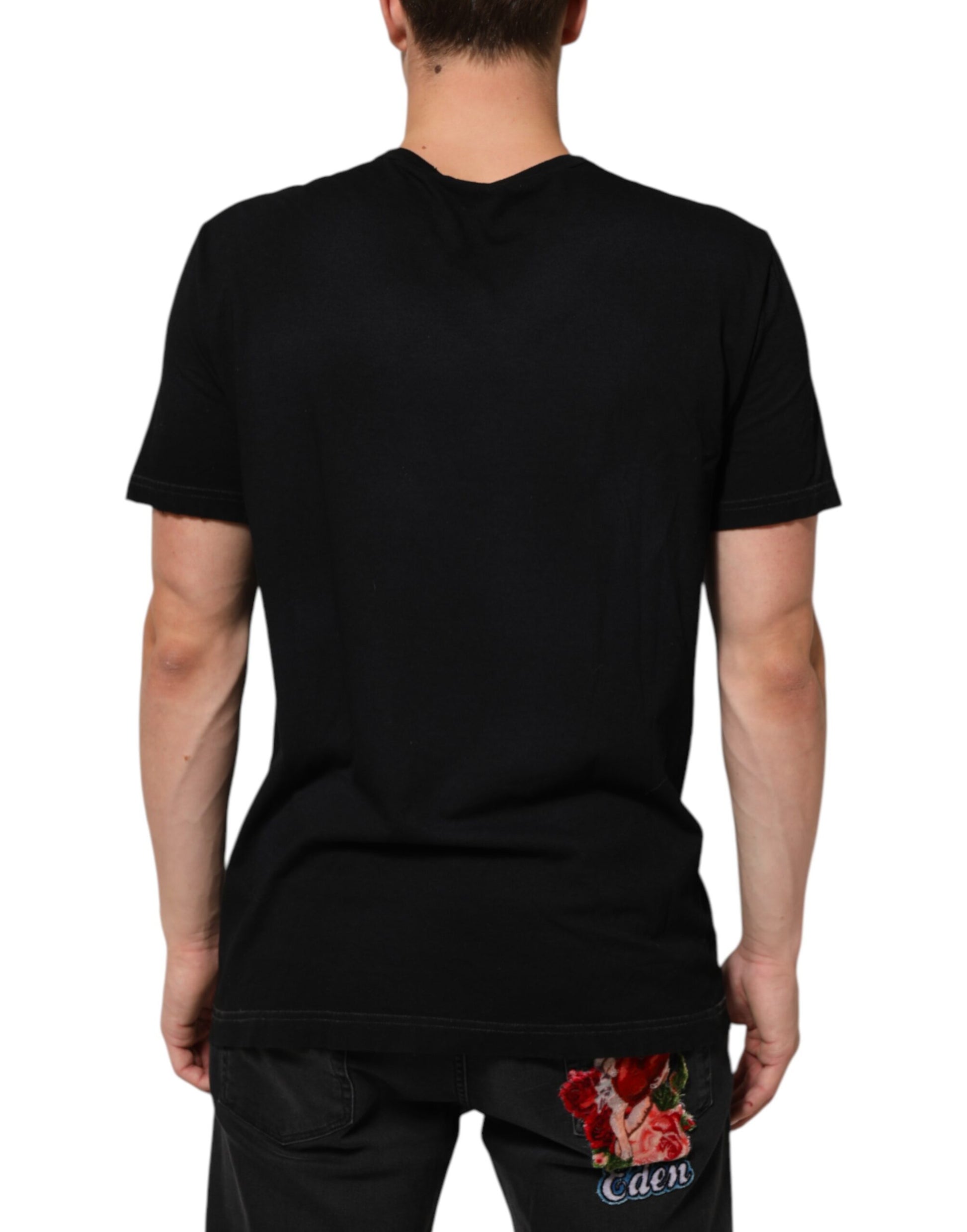 Dolce & Gabbana Black Musical Print Cotton Crew Neck T-shirt Dolce & Gabbana