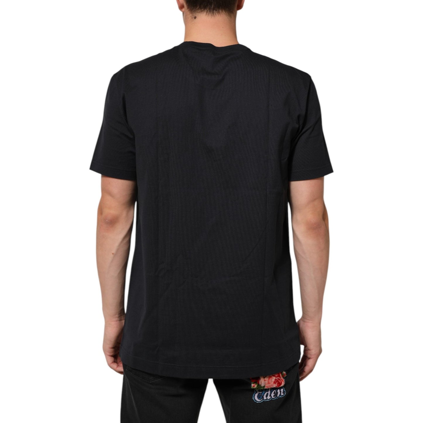 Dolce & Gabbana Black Logo Compass Cotton Crew Neck T-shirt Dolce & Gabbana