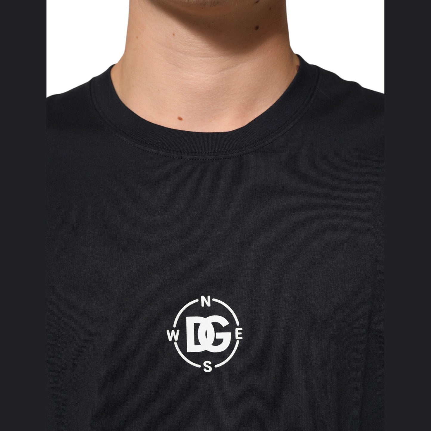 Dolce & Gabbana Black Logo Compass Cotton Crew Neck T-shirt Dolce & Gabbana
