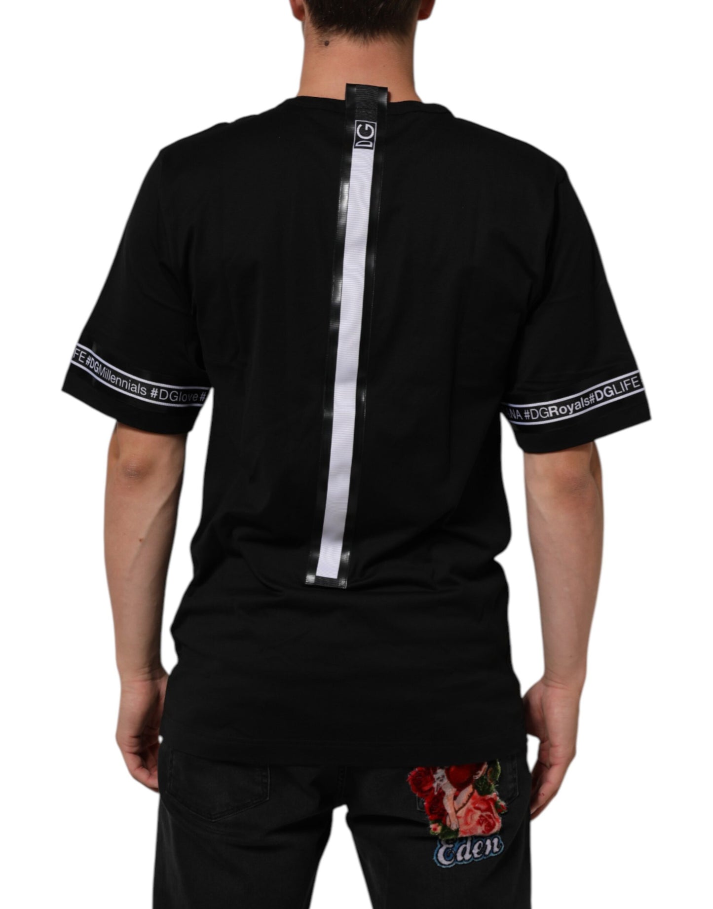 Dolce & Gabbana Black DGRoyals Cotton Men Crew Neck IT T-shirt Dolce & Gabbana