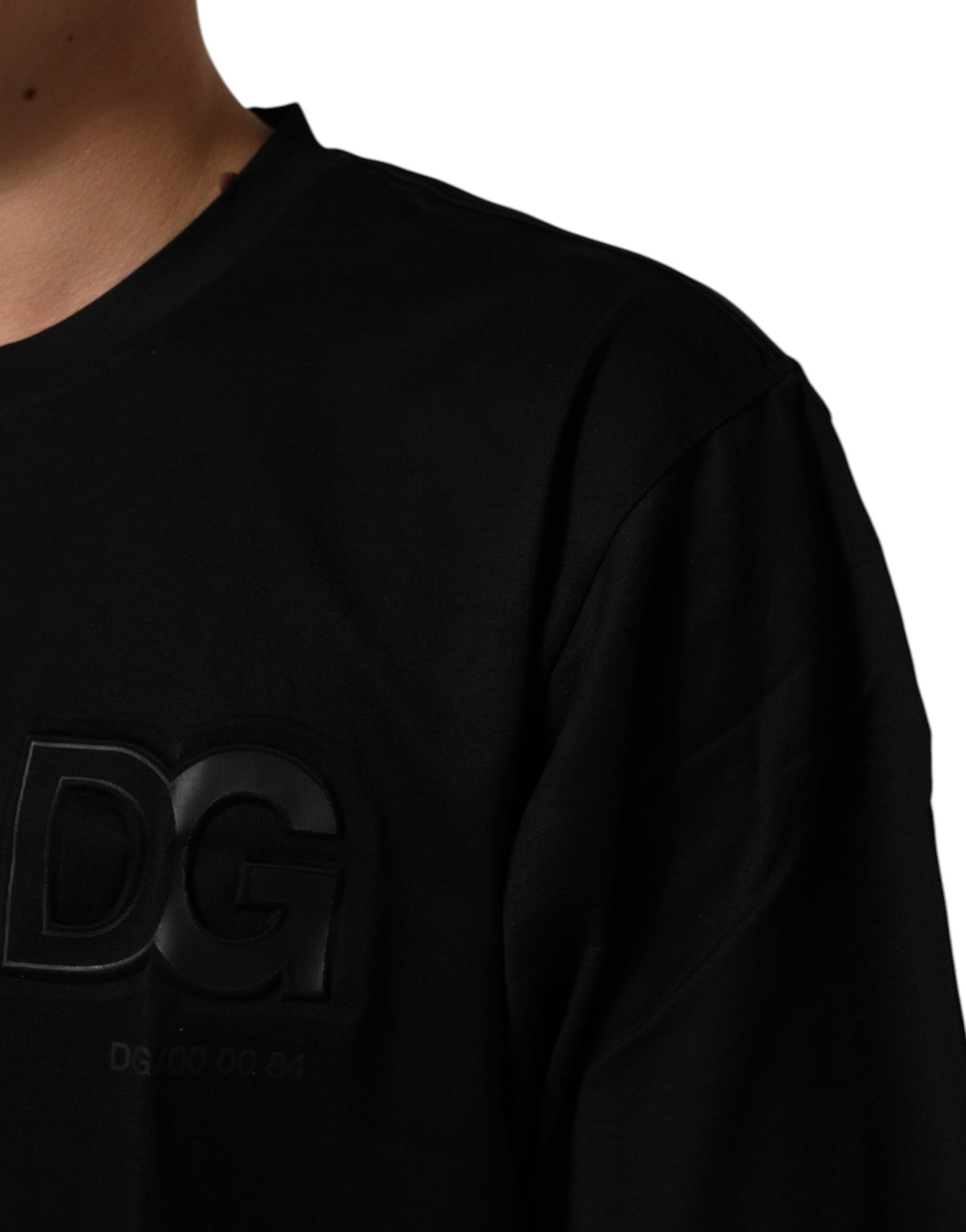 Dolce & Gabbana Black Logo Patch Cotton Men Crew Neck T-shirt Dolce & Gabbana