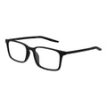 Nike black plastic glasses frames with sleek design and clear lenses for stylish eyewear.