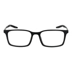 Nike black plastic glasses frames with sleek design, featuring clear lenses and modern style for everyday wear.