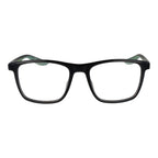 Nike gray stainless steel eyeglass frames with sleek design and adjustable nose pads, suitable for everyday wear.