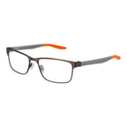 Nike black stainless steel glasses frames shown, featuring sleek design and durable construction for stylish eyewear.