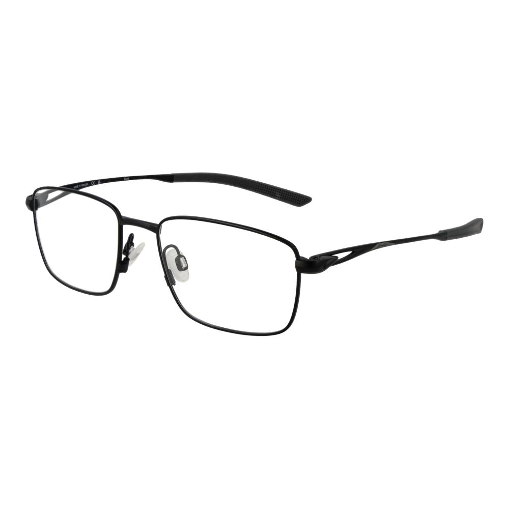 Nike black titanium glasses frames with sleek design and lightweight construction, showcasing modern eyewear style.