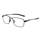Nike black titanium glasses frames with sleek design and lightweight construction, showcasing modern eyewear style.