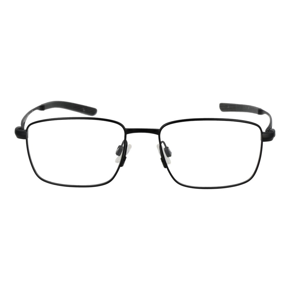 Nike black titanium glasses frames with sleek design and thin metal construction, showcasing modern eyewear style.
