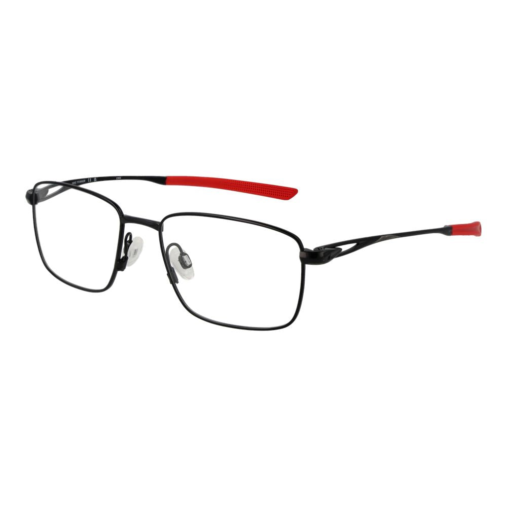 Nike black titanium glasses frames with sleek, lightweight design and modern style, shown on a plain background.
