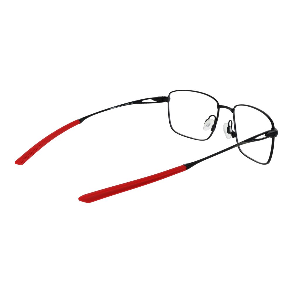Nike black titanium glasses frames with sleek design and lightweight construction, featuring clear lenses and modern style.