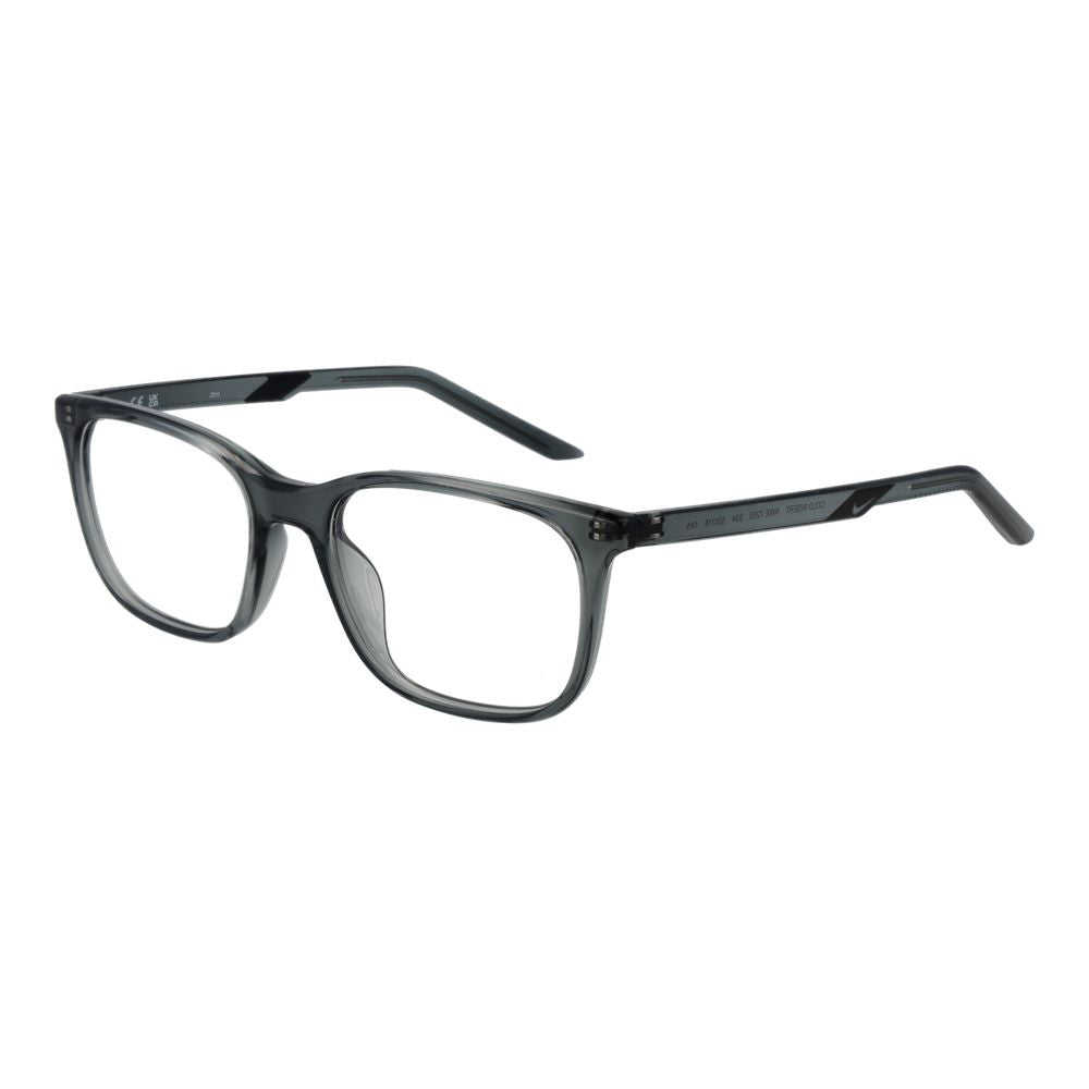 Nike gray stainless steel glasses frames with sleek design and adjustable temples, ideal for everyday wear.