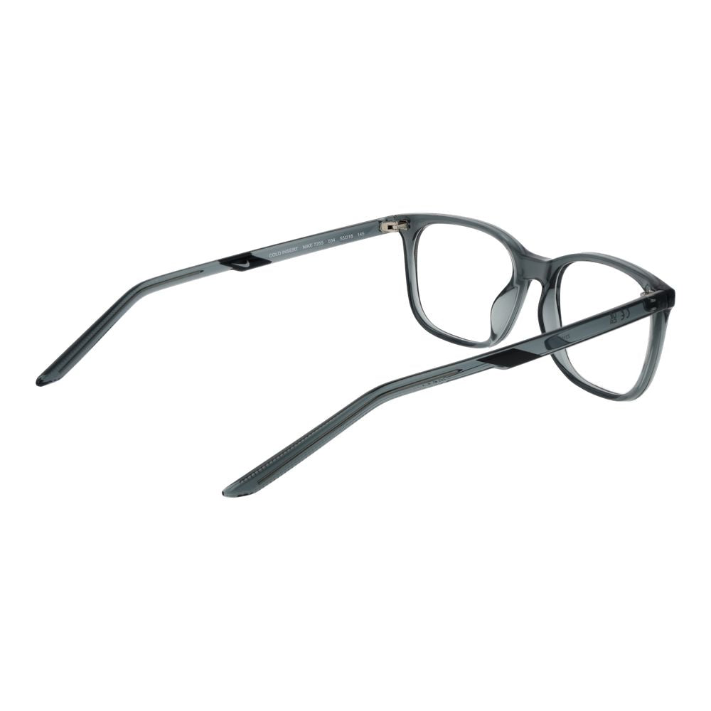 Nike gray stainless steel glasses frames with sleek design and adjustable temples, suitable for stylish eyewear.