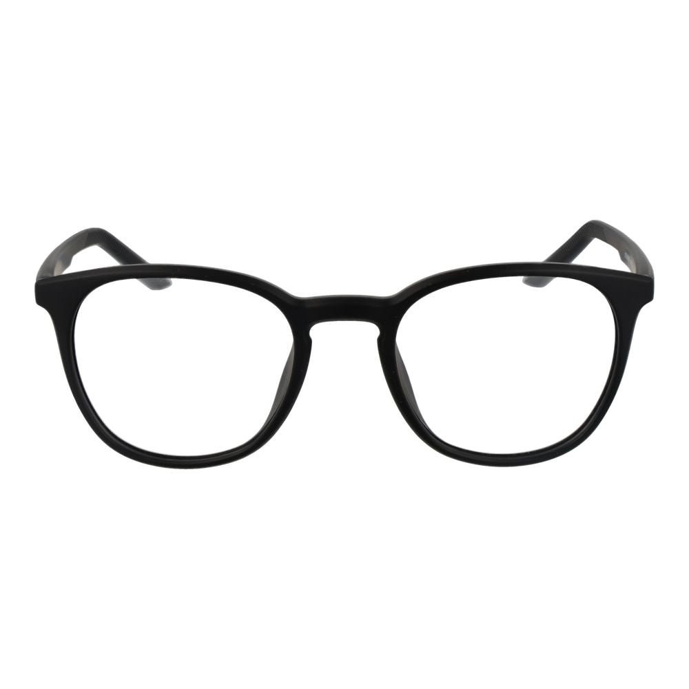 Nike black stainless steel glasses frames with sleek design and adjustable temples, suitable for stylish everyday wear.