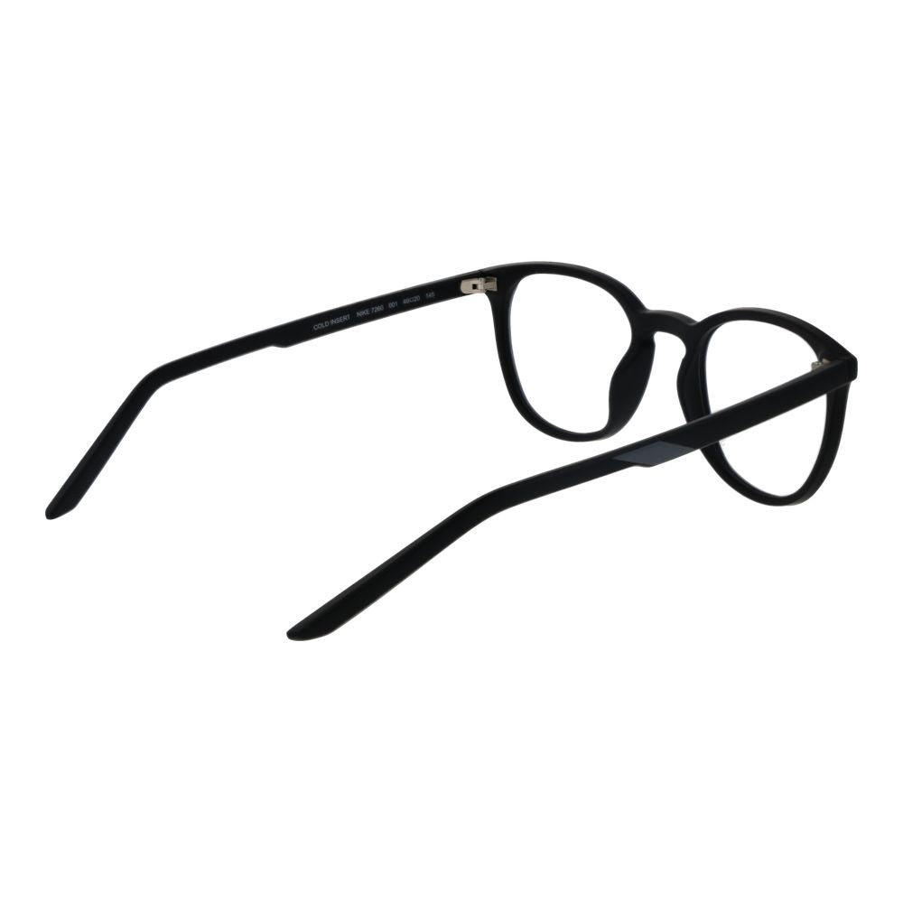 Nike black stainless steel glasses frames with sleek design and adjustable nose pads, ideal for everyday wear and style.