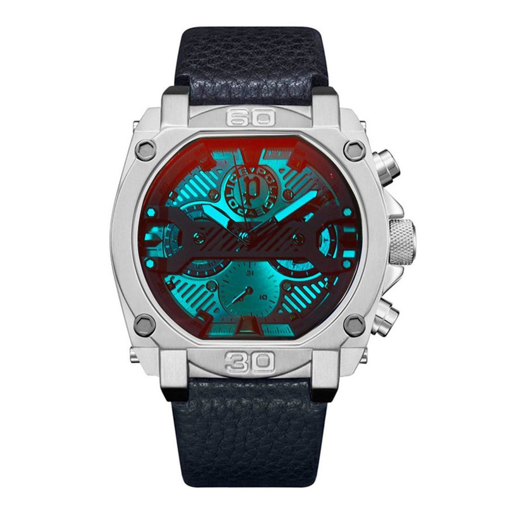 Police Blue Leather Dress Watch Police