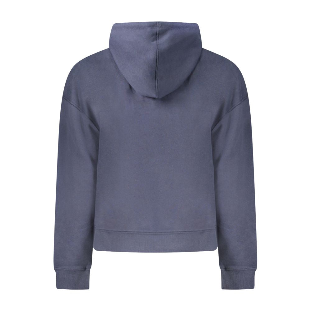 Pepe Jeans blue cotton women's hoodie with a relaxed fit and drawstring hood, casual and comfortable for everyday wear.