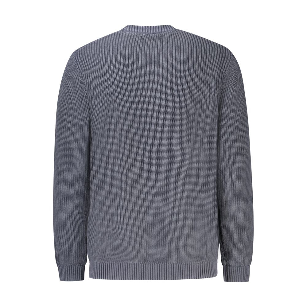 Pepe Jeans blue cotton men's sweater with crew neck and long sleeves, casual style, displayed flat on a white background.