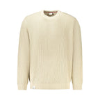 Pepe Jeans beige cotton men's sweater with crew neck and long sleeves, casual and comfortable knitwear.