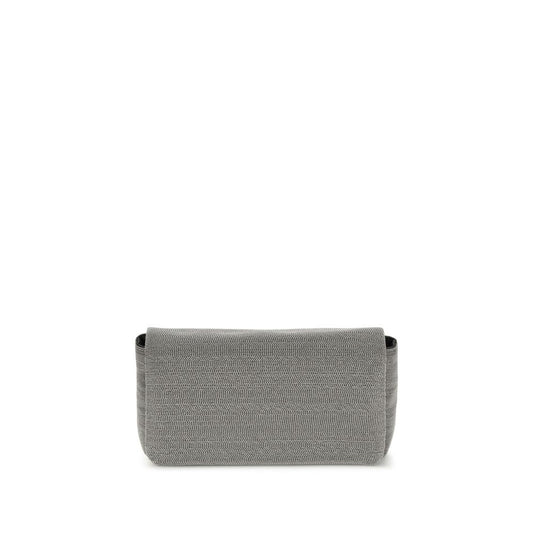 Brunello Cucinelli Gray Leather Shoulder Bag