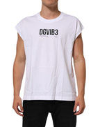Dolce & Gabbana White Cotton Sleeveless Printed Tank T-shirt Dolce & Gabbana