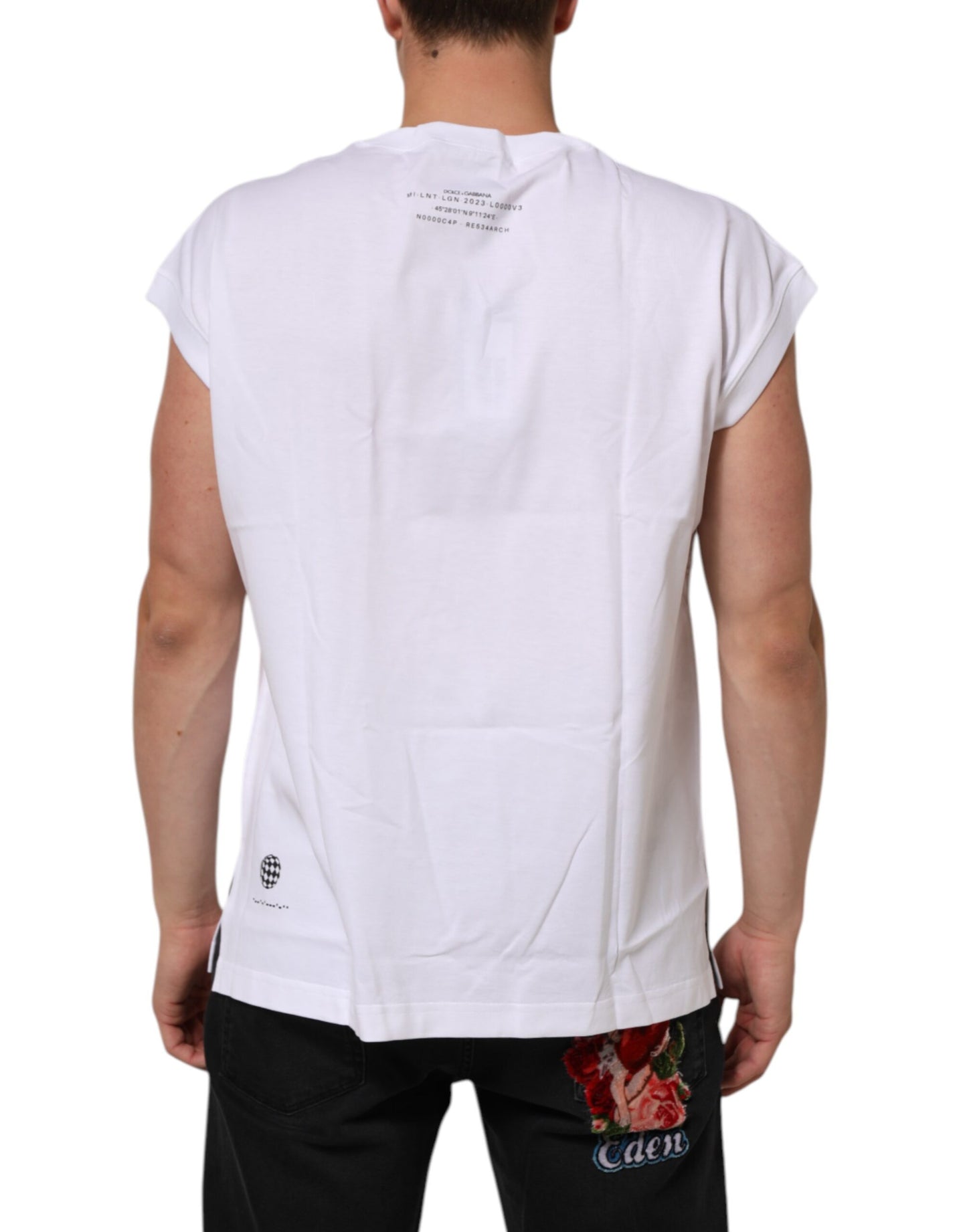 Dolce & Gabbana White Cotton Sleeveless Printed Tank T-shirt Dolce & Gabbana