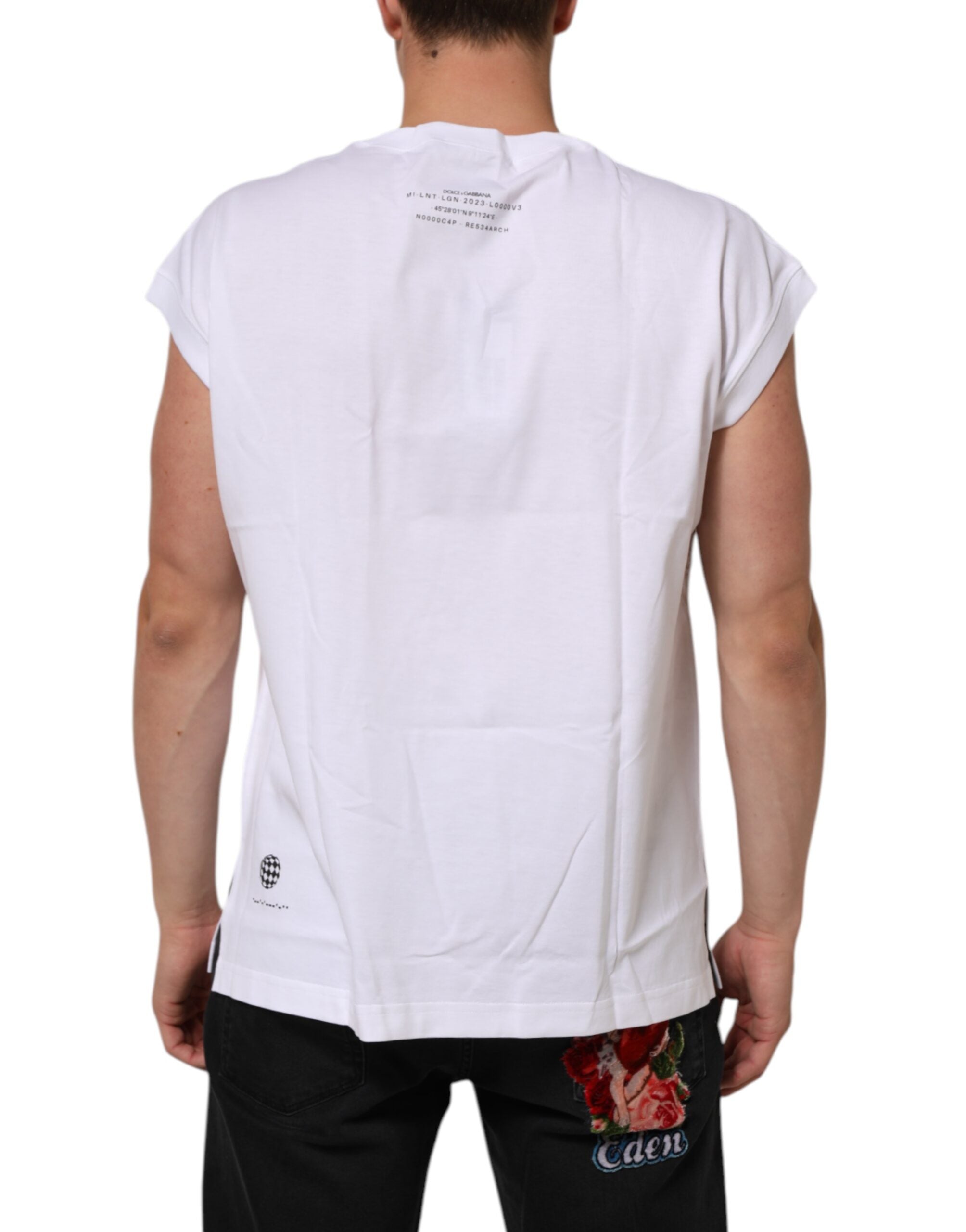 Dolce & Gabbana White Cotton Sleeveless Printed Tank T-shirt Dolce & Gabbana