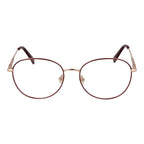 Longchamp red metal glasses frames with sleek design and clear lenses, showcasing modern eyewear style.