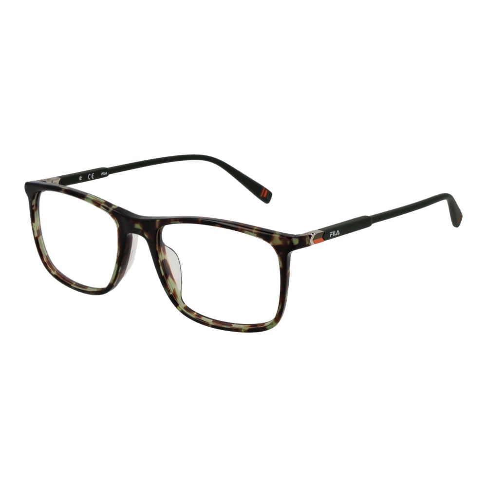 Fila multicolor cellulose acetate glasses frames with rounded design and vibrant, multicolored pattern on the front.