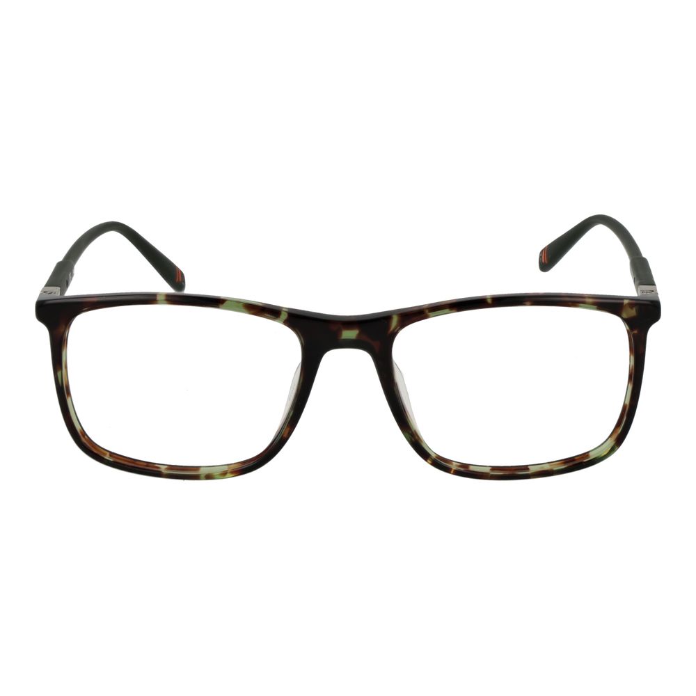 Fila multicolor cellulose acetate eyeglass frames with rounded rectangular shape and vibrant multicolor pattern.