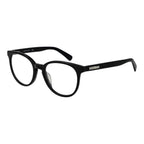 Longchamp black cellulose acetate glasses frames with clear lenses, stylish and lightweight eyewear accessory.