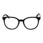 Longchamp black cellulose acetate glasses frames with sleek design and transparent lenses, showcasing modern eyewear style.